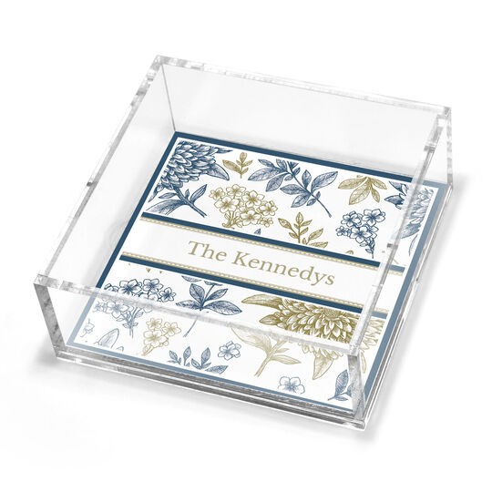 Navy Pom Poms Petite Lucite Trinket Tray